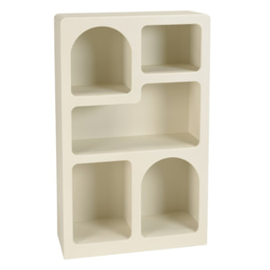 HELENA - Etagère 5 niches 60x24cm en bois peint couleur beige