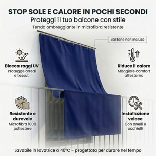 Tenda da sole a caduta impermeabile per esterno con occhielli, telo parasole resistente ai raggi UV e intemperie, protegge da luce e calore, aumenta privacy su balcone e terrazzo, facile da installare, tessuto in poliestere durevole e lavabile
