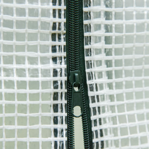 Serre de jardin 2 fenêtres moustiquaires porte enroulable zippée dim. 200 x 76 x 168 cm acier PE blanc