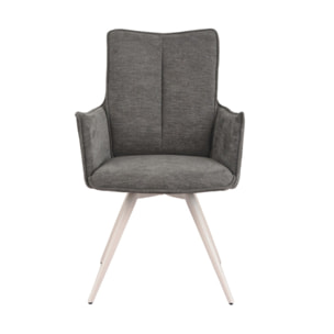 Chaise pivotante 180° avec accoudoirs tissu doux et pieds métal - TOMA