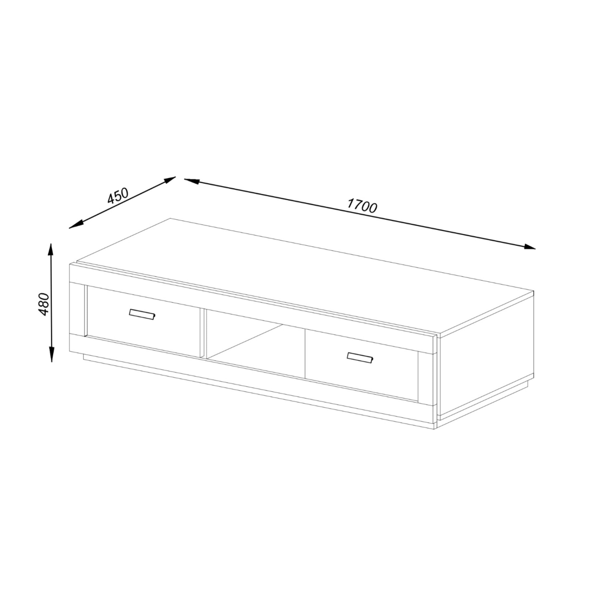 Otis - meuble TV - effet bois gris - 2 tiroirs et 1 niche - 170 cm - Bois / Gris