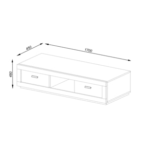 Otis - meuble TV - effet bois gris - 2 tiroirs et 1 niche - 170 cm - Bois / Gris