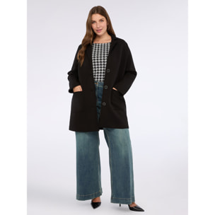 Fiorella Rubino - Cappotto in scuba dalla linea essenziale - Nero