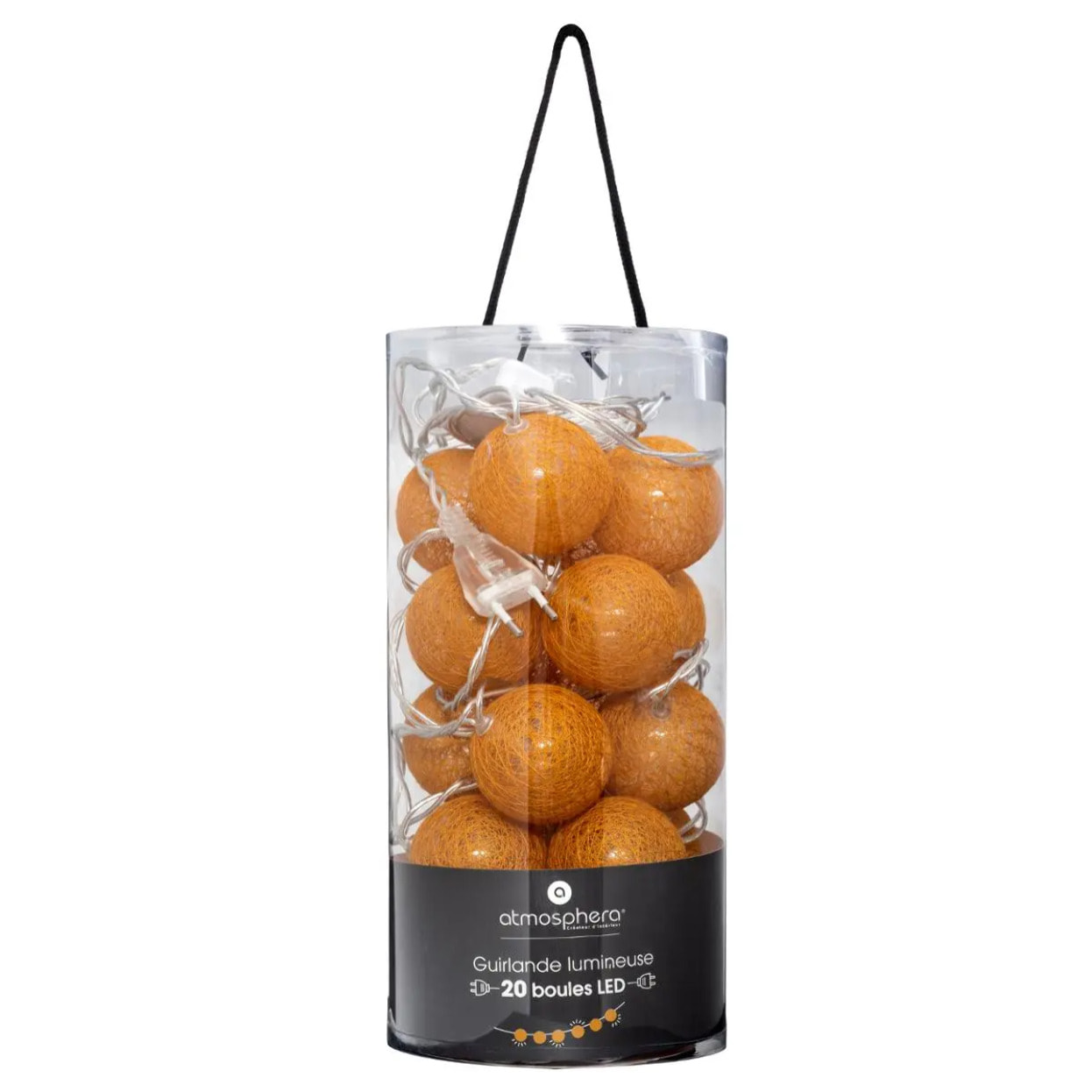 Guirlande LED 20 boules - jaune ocre L435 cm