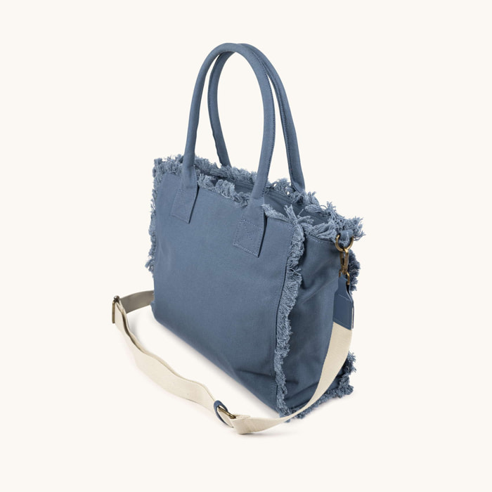 Bolso Shopper Denim de Algodón Reciclado con Flecos SCUBA DENIM SHOPPER
