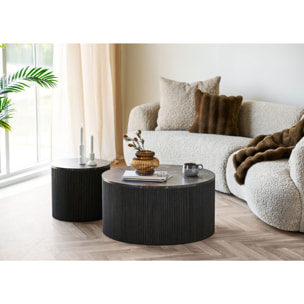 Tavolino da appoggio Rota effetto marmo marrone scuro con base a scanalature ø45 cm