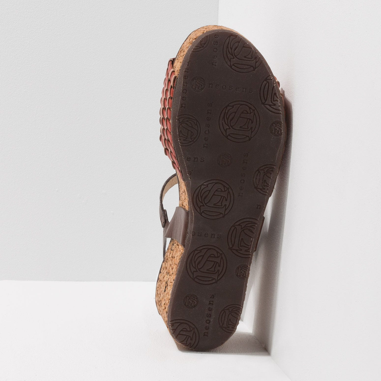 Sandalia de cuña S3220 BRAIDED BROWN-CORAL / ARROBA color Brown-coral