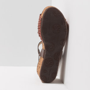 Sandalia de cuña S3220 BRAIDED BROWN-CORAL / ARROBA color Brown-coral