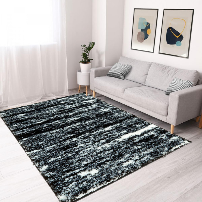 Tapis shaggy tissé motif faux uni HESO