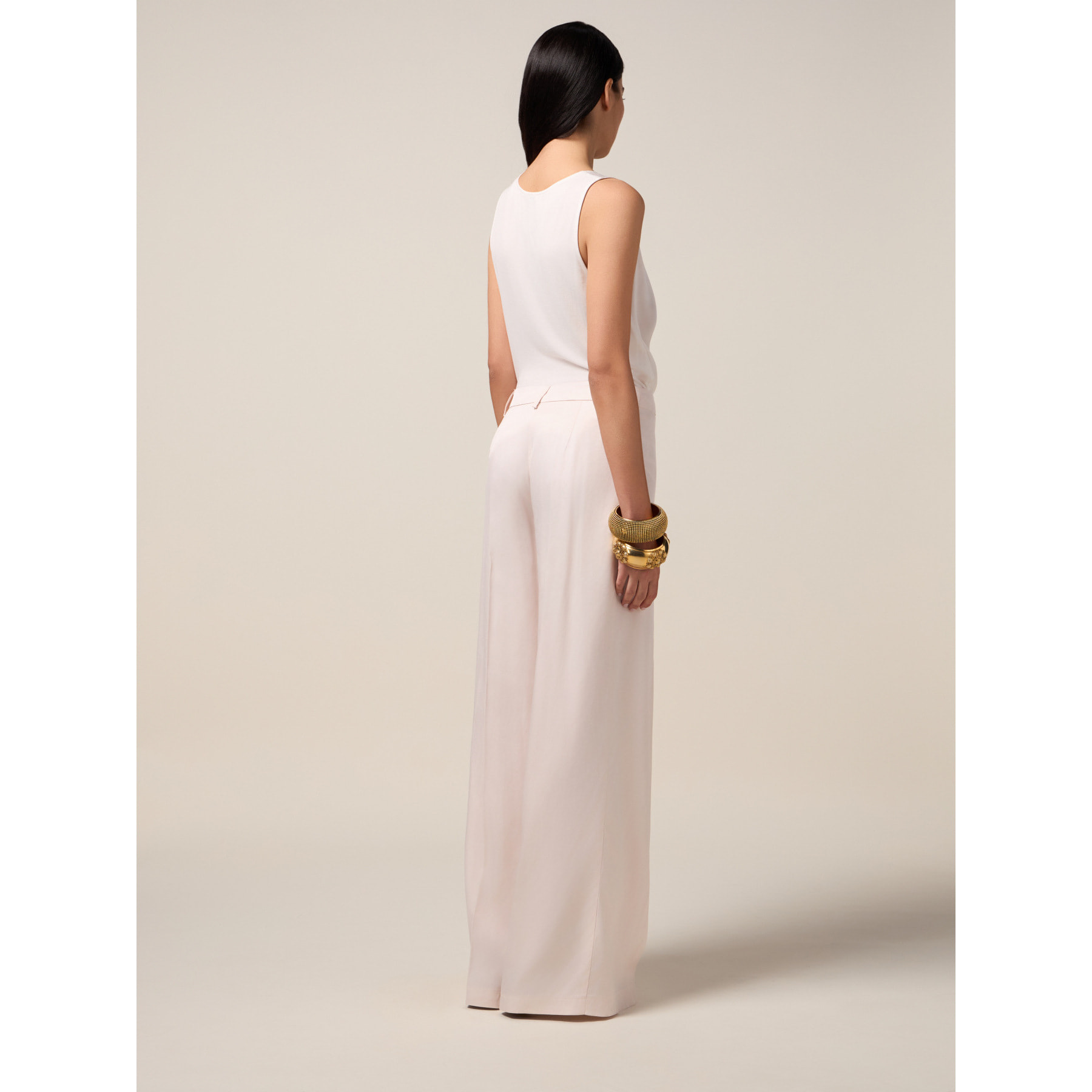 Oltre - Pantalones palazzo de satén - Rosa