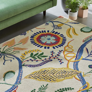 Tapis salon et chambre fait à la main en laine motif floral CHICDOUY