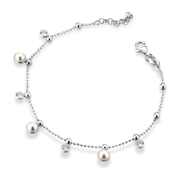 Bracciale FuJiko Perle Argento Pietre Bianche