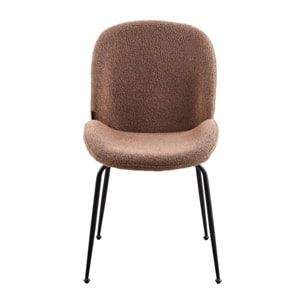 Set da 2 sedie design in tessuto bouclè marrone e gambe in metallo - Shell