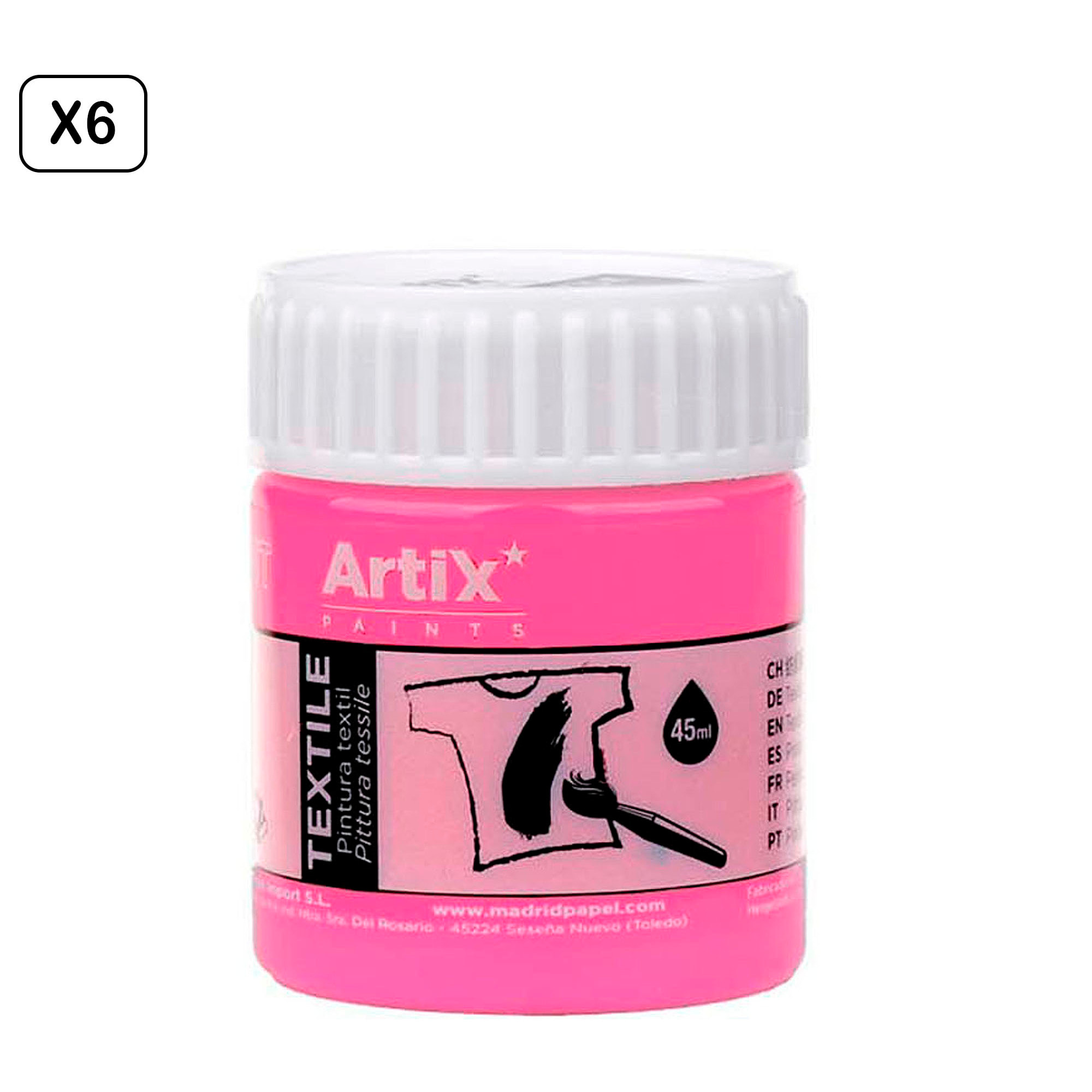 Pack 6 Uds. PITTURA TESSILE ROSA 45 ml
