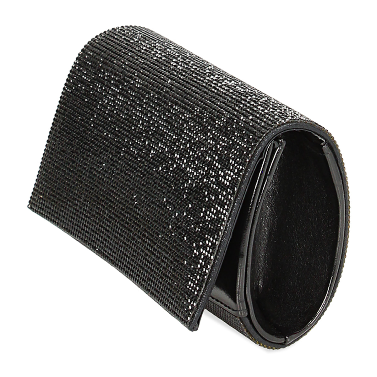 Pochette nera in laminato con pietre