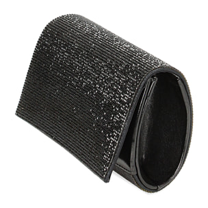 Pochette nera in laminato con pietre