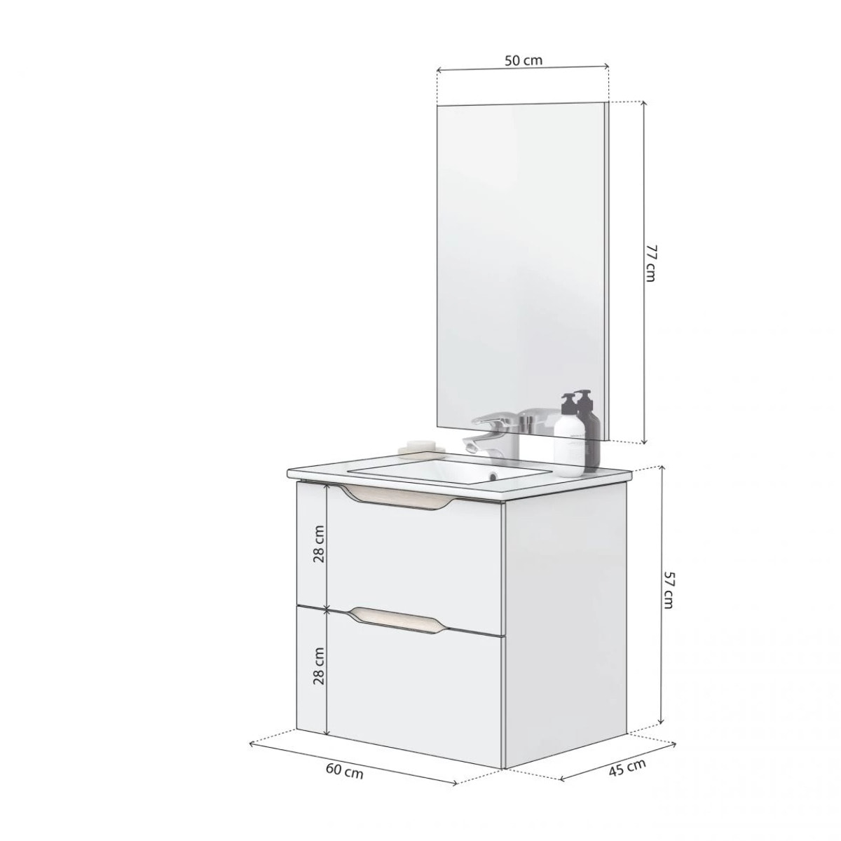 Mueble de baño Nexa con espejo Blanco - Roble