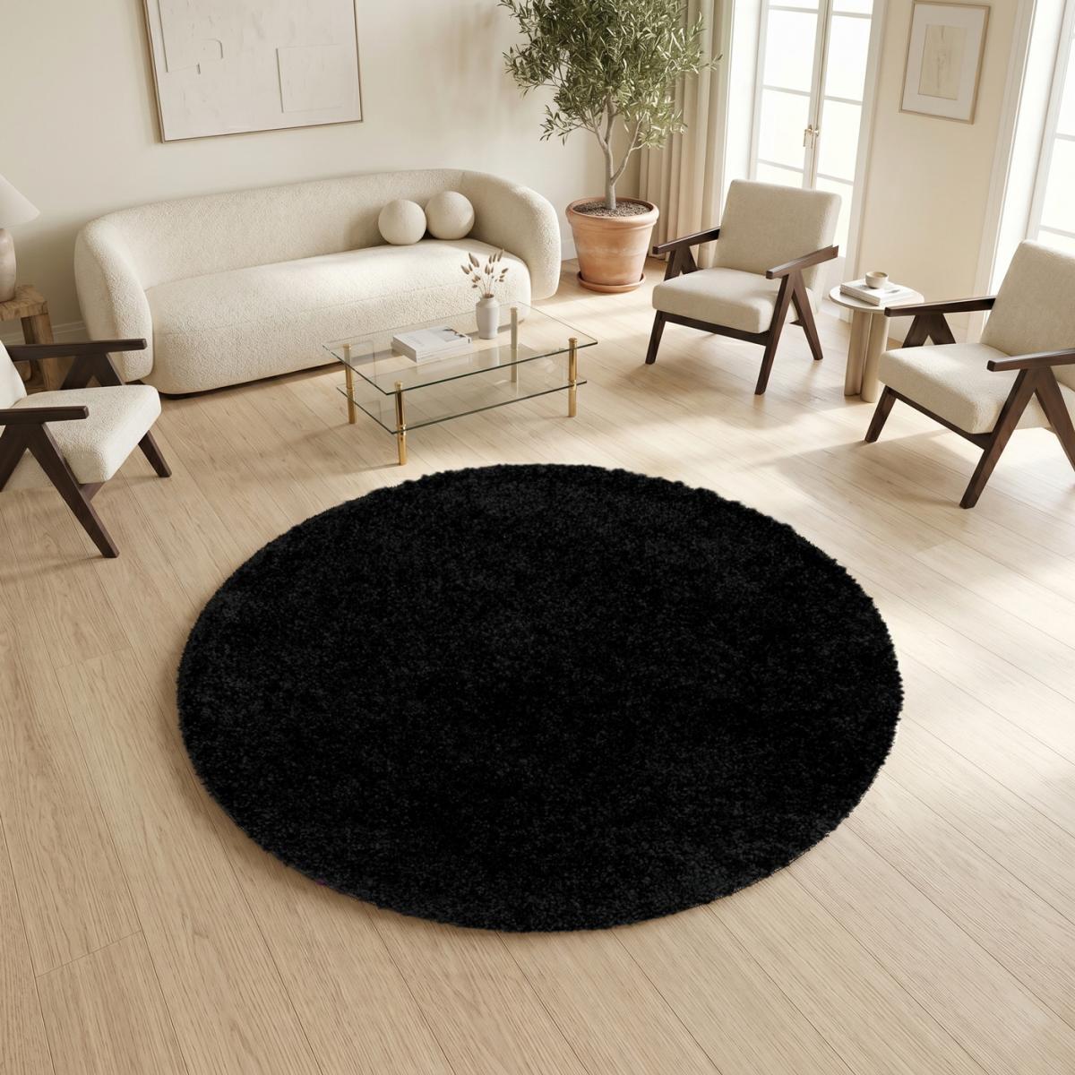 Tapis poils longs shaggy tissé motif uni RIBI