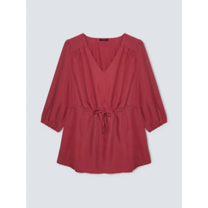 Fiorella Rubino - Blusa con scollo a V e coulisse - Rosso