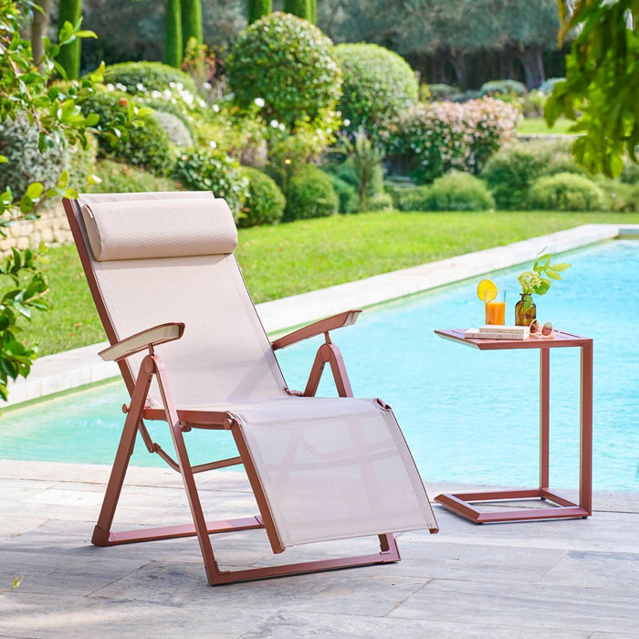 Fauteuil de jardin Decima beige lin/acajou