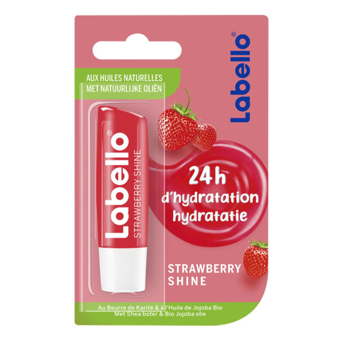 Pack de 6 - Labello Stick soin des lèvres hydratant Huiles naturelles Fraise 5,5ml