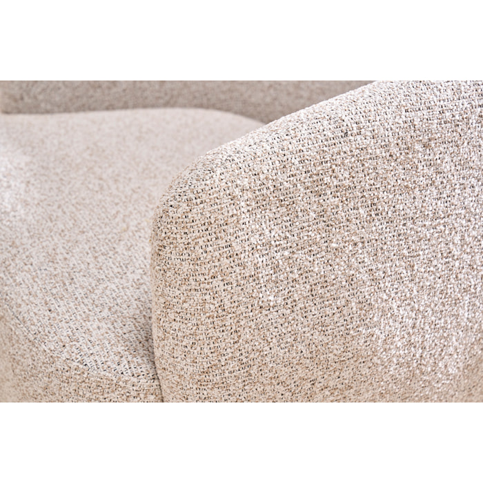 Fauteuil pivotant en tissu effet bouclette beige et métal noir BOWIE