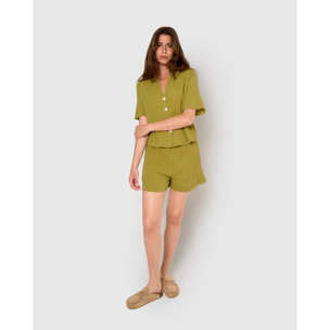 Set de camisa y short de algodón lino lima