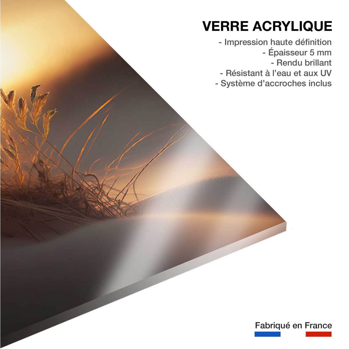 Tableau mer et plage soleil du soir à la plage  Tableau plexiglas