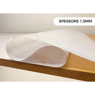 Tovaglia Antimacchia Plastificata Idrorepellente Rotolo Tasgliabile PVC Proteggi Tavolo Crystal Marmo D10 1,55mm