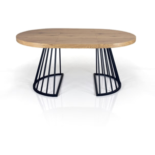 Table à manger ronde extensible Tomasucci FEAR, en MDF finition chêne, 110 × 110 × 76,5 cm