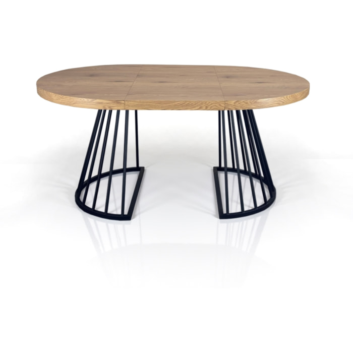 Table à manger ronde extensible Tomasucci FEAR, en MDF finition chêne, 110 × 110 × 76,5 cm