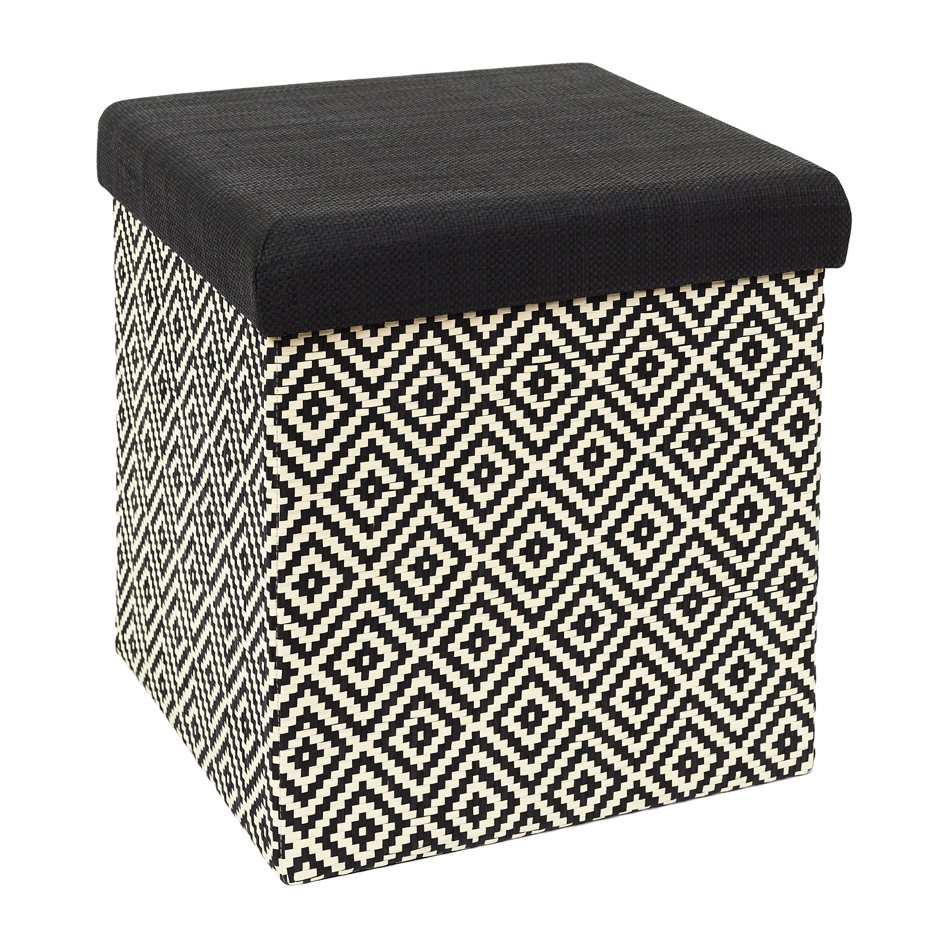 Coffre Pouf Pliable Tresse Noir