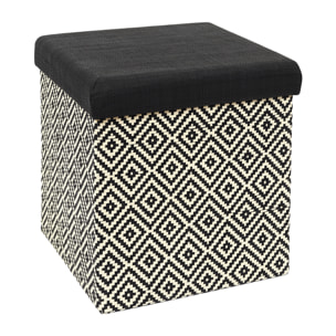 Coffre Pouf Pliable Tresse Noir