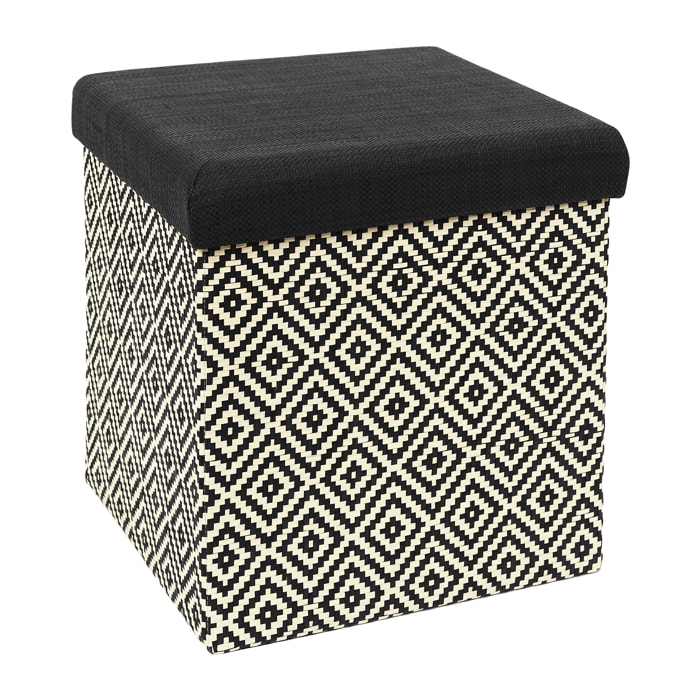 Coffre Pouf Pliable Tresse Noir