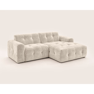 Diane - Canapé d'angle droit 4 places en velours texturé - Beige