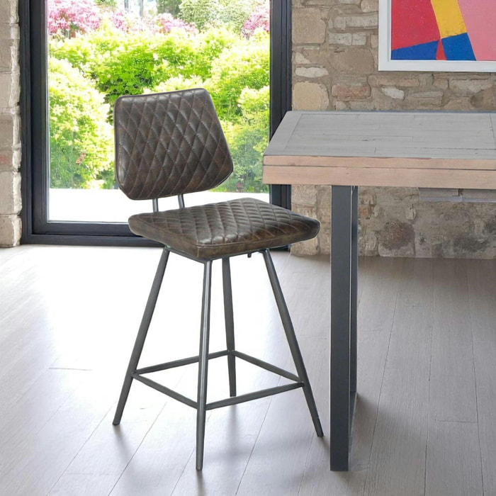Chaise de bar marron style industriel SALERNE