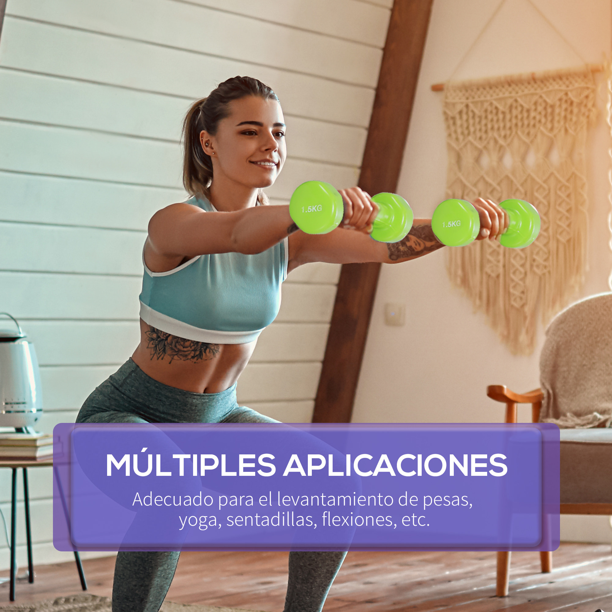 Juego de 6 Mancuernas Hexagonales 3 Pares 1,5 kg 1 kg 0,5 kg para Ejercicio Casa