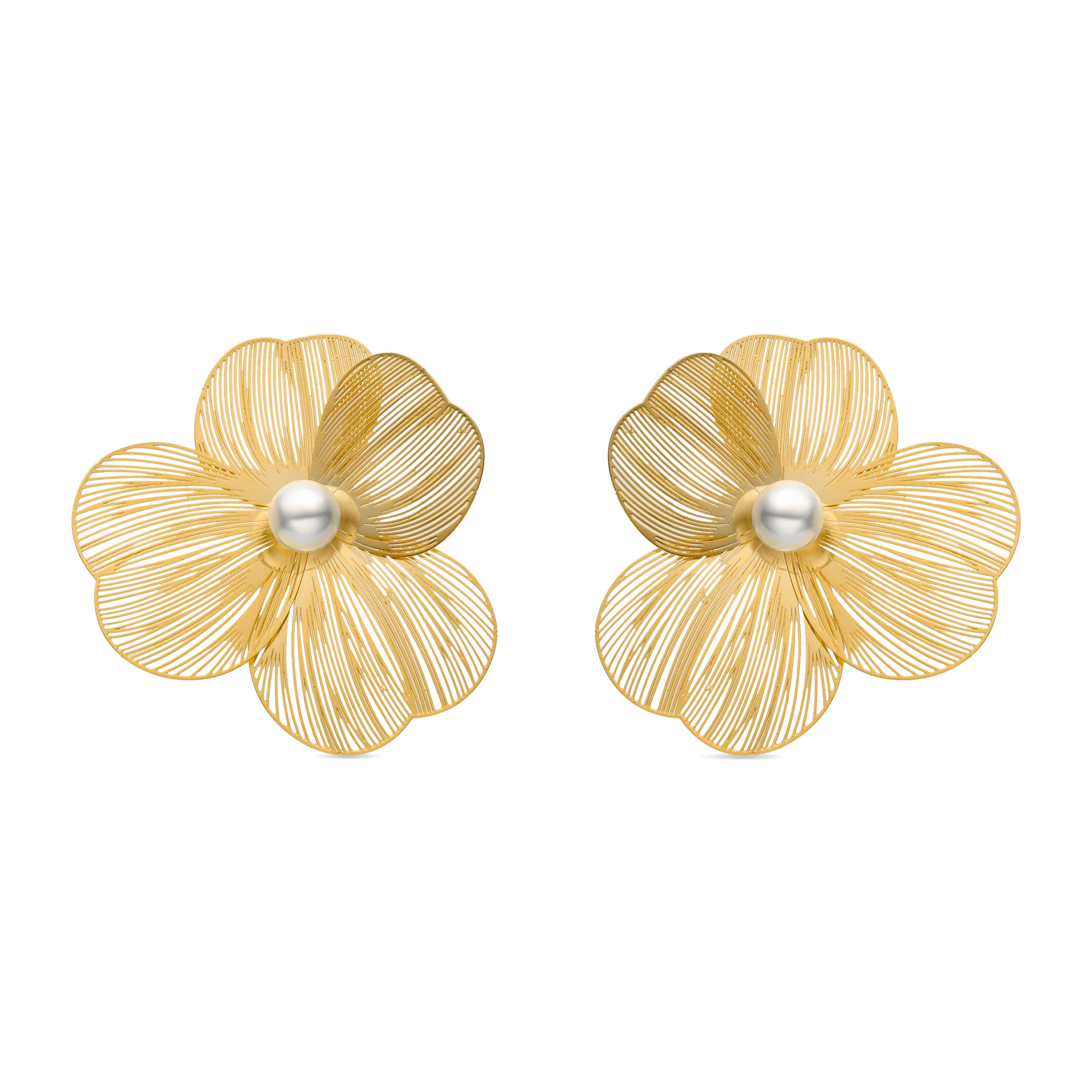 Pendientes de Perla Blanca acabados en oro amarillo de 18k