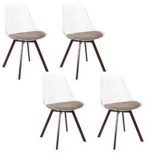 Chaise Transparente Coussin Cotele Scott Taupe - Lot De 4