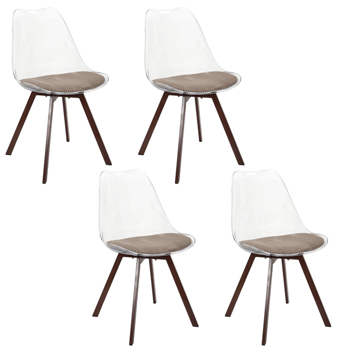 Chaise Transparente Coussin Cotele Scott Taupe - Lot De 4