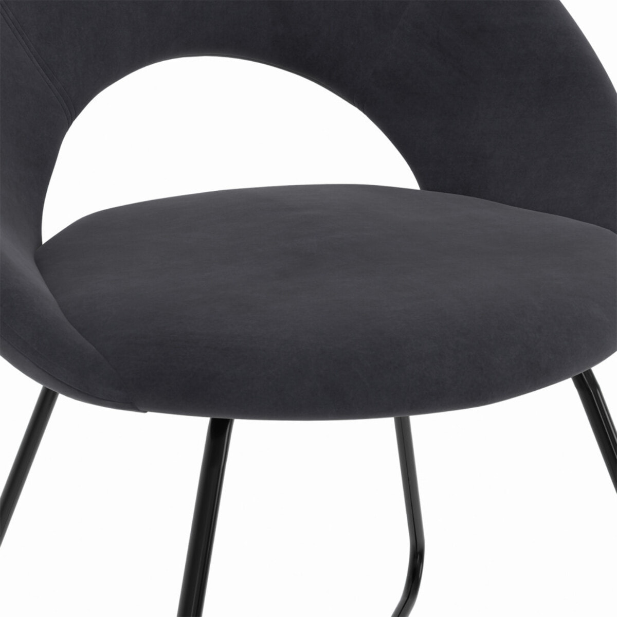 Chaises Malone en velours - Gris foncé / pied noir