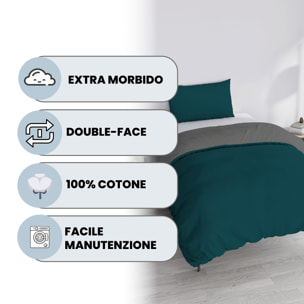 PARURE COPRIPIUMINO NATURAL COLOR PIAZZA E MEZZA - 100% COTONE MADE IN ITALY