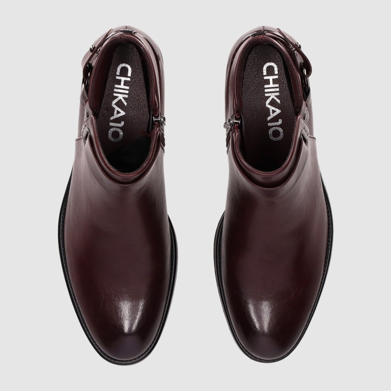 Botines de Piel Sintética - Vino - Tacón: 5 cm