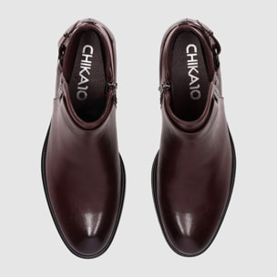 Botines de Piel Sintética - Vino - Tacón: 5 cm