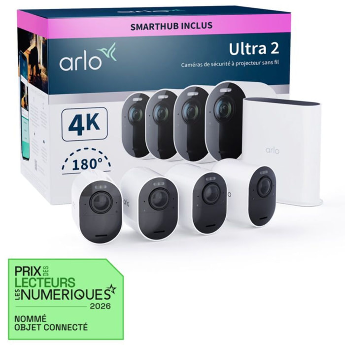 Caméra de surveillance ARLO 4 caméras extérieures blanches Ultra 2