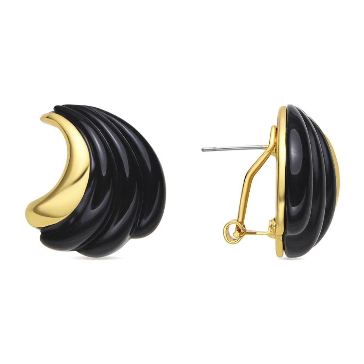 Pendientes con Resina Negra acabado oro 18k