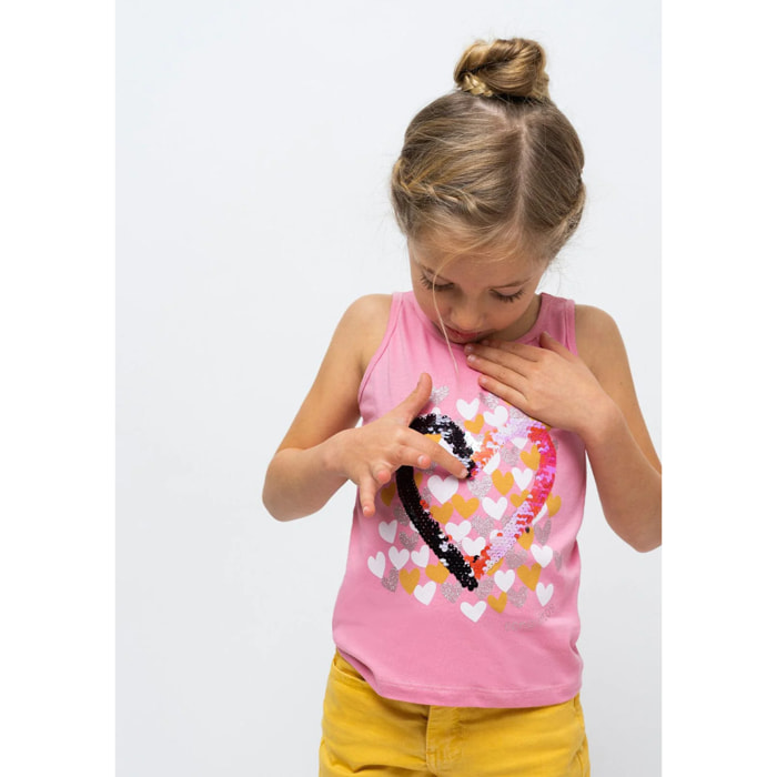 Camiseta de Niña Corazones Rosa