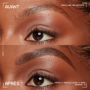 NYX Professional Makeup Blade & Shade, Crayon sourcils double embout, tenue jusqu'à 16h, Espresso