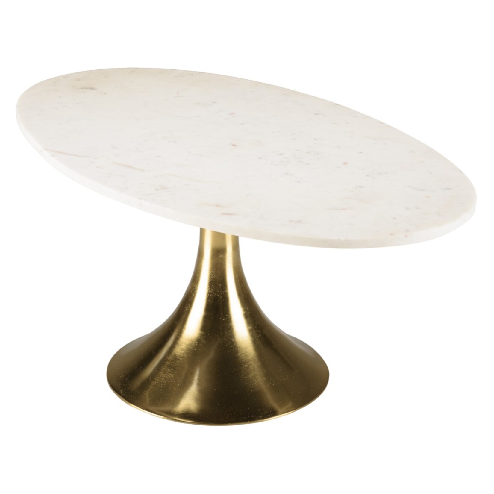 JAMES - Table basse 100x56cm plateau marbre pied évasé doré