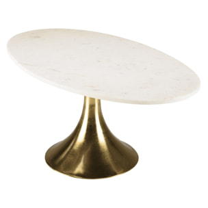 JAMES - Table basse 100x56cm plateau marbre pied évasé doré